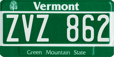 VT license plate ZVZ862
