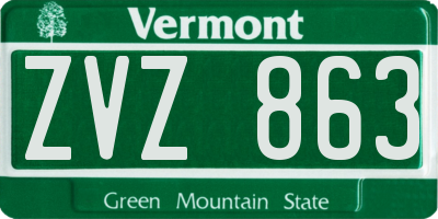 VT license plate ZVZ863