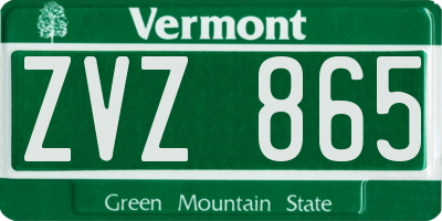 VT license plate ZVZ865