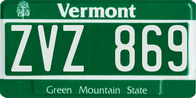 VT license plate ZVZ869