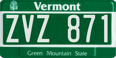 VT license plate ZVZ871