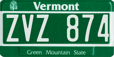 VT license plate ZVZ874