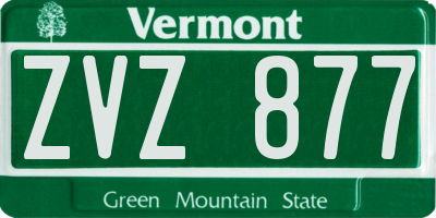 VT license plate ZVZ877