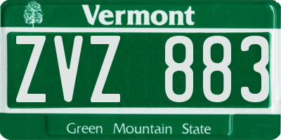 VT license plate ZVZ883