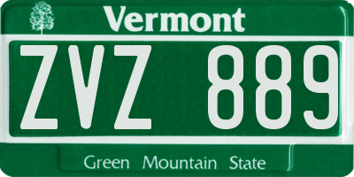 VT license plate ZVZ889