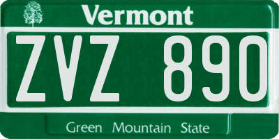 VT license plate ZVZ890