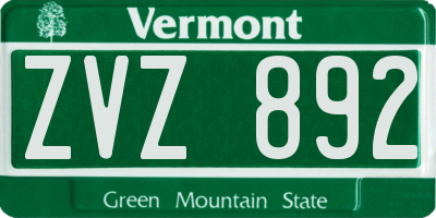 VT license plate ZVZ892
