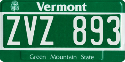 VT license plate ZVZ893