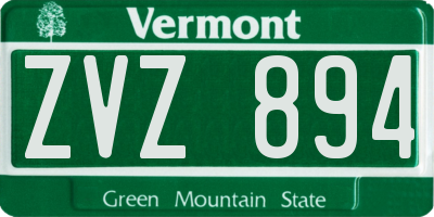 VT license plate ZVZ894