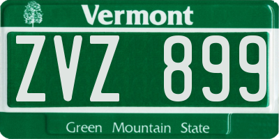 VT license plate ZVZ899