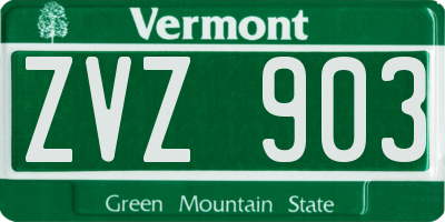 VT license plate ZVZ903