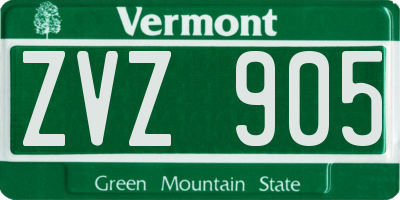 VT license plate ZVZ905