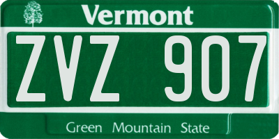 VT license plate ZVZ907