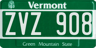 VT license plate ZVZ908