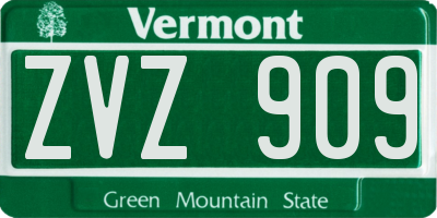 VT license plate ZVZ909