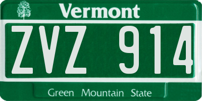 VT license plate ZVZ914