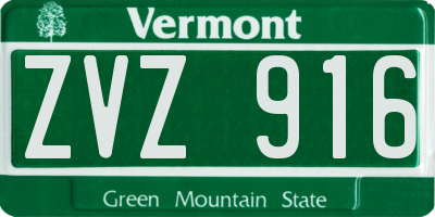 VT license plate ZVZ916
