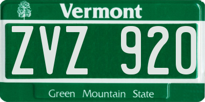 VT license plate ZVZ920