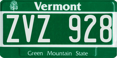 VT license plate ZVZ928