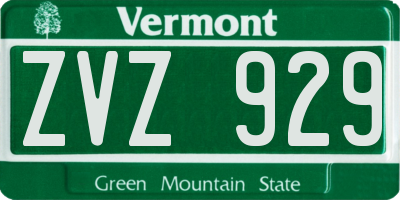VT license plate ZVZ929