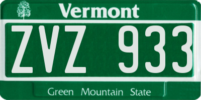 VT license plate ZVZ933
