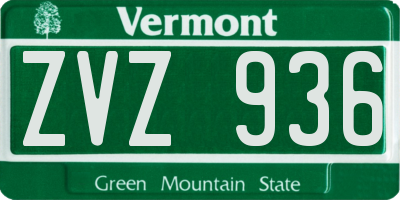 VT license plate ZVZ936
