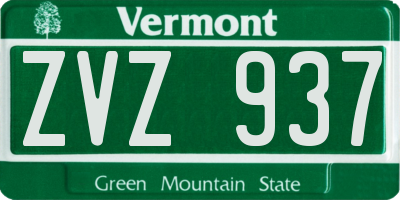 VT license plate ZVZ937