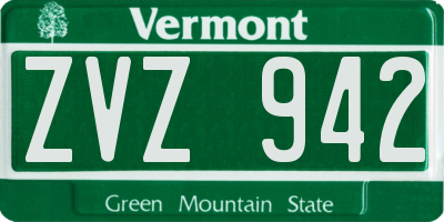 VT license plate ZVZ942