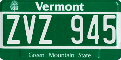 VT license plate ZVZ945