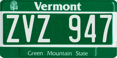 VT license plate ZVZ947