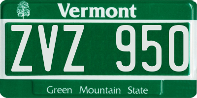 VT license plate ZVZ950