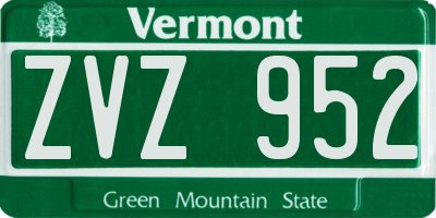 VT license plate ZVZ952