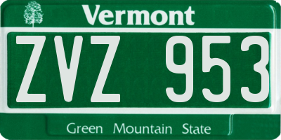 VT license plate ZVZ953