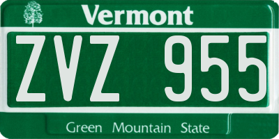 VT license plate ZVZ955