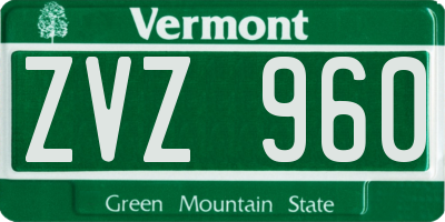 VT license plate ZVZ960