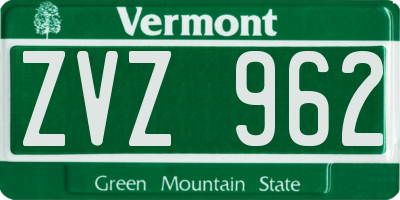 VT license plate ZVZ962