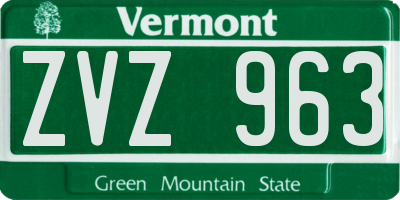 VT license plate ZVZ963