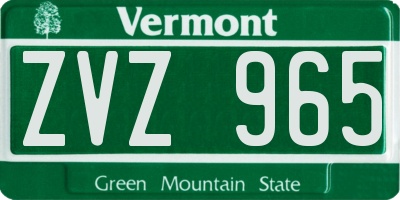 VT license plate ZVZ965