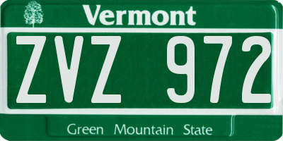 VT license plate ZVZ972