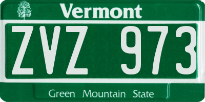 VT license plate ZVZ973