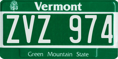 VT license plate ZVZ974