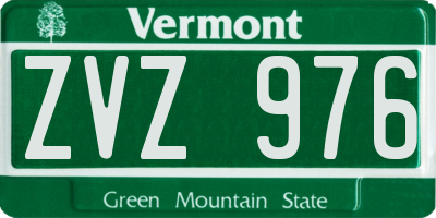 VT license plate ZVZ976