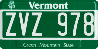 VT license plate ZVZ978