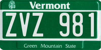 VT license plate ZVZ981