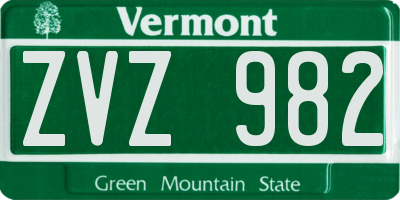 VT license plate ZVZ982