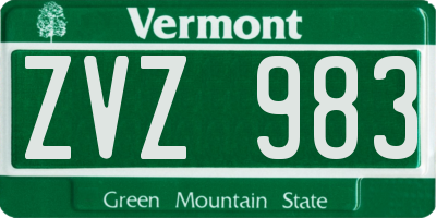 VT license plate ZVZ983