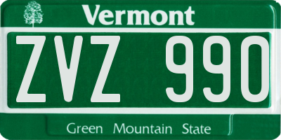 VT license plate ZVZ990