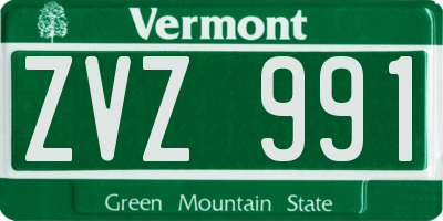 VT license plate ZVZ991