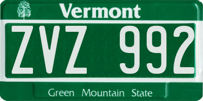 VT license plate ZVZ992