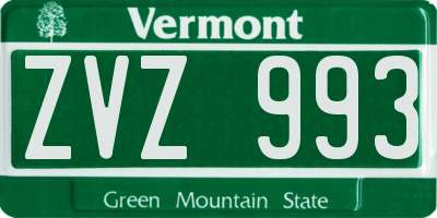 VT license plate ZVZ993